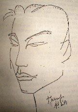 A portrait of the poet by Duy Thanh, in Tôi không còn cô độc
